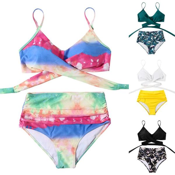 women's swimwear women high waist 2 pieces bikini set ruched full coverage bottom bathing suit summer beach pool criss cross swimsuit, White;black
women's swimwear women high waist 2 pieces bikini set ruched full coverage bottom bathing suit summer beach pool criss cross swimsuit, White;black