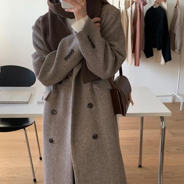 women's wool & blends women elegant long sleeve coat office wear chic outerwear ladies drop overcoat woolen coats 2021, Black
women's wool & blends women elegant long sleeve coat office wear chic outerwear ladies drop overcoat woolen coats 2021, Black