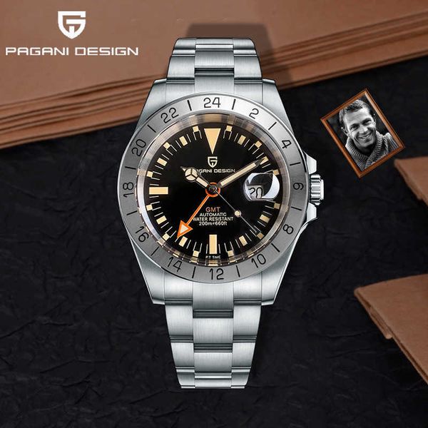 pagani design men automatic mechanical watch classic retro gmt stainless steel 200m waterproof clock reloj hombre 210728, Slivery;brown
pagani design men automatic mechanical watch classic retro gmt stainless steel 200m waterproof clock reloj hombre 210728, Slivery;brown