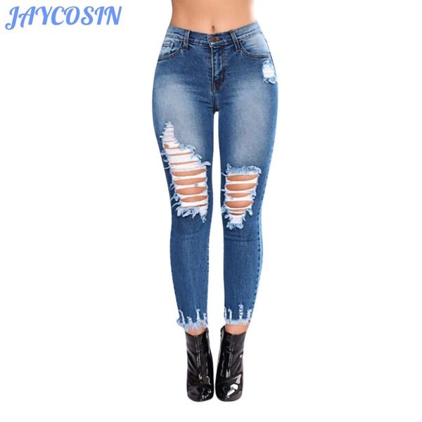 women's jeans jaycosin women clothes elastic skinny hole ripped denim trousers casual tassel high waist slim pencil mujer 2021, Blue
women's jeans jaycosin women clothes elastic skinny hole ripped denim trousers casual tassel high waist slim pencil mujer 2021, Blue