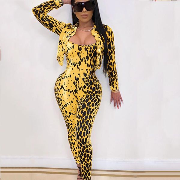 two piece dress women overcoat and jumpsuit set leopard print jacket skinny sets club party outfits streetwear overalls, White
two piece dress women overcoat and jumpsuit set leopard print jacket skinny sets club party outfits streetwear overalls, White