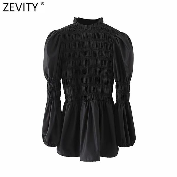 women vintage stand collar pleated black smock blouse office ladies puff sleeve slim shirts chic blusas ls7516 210416, White
women vintage stand collar pleated black smock blouse office ladies puff sleeve slim shirts chic blusas ls7516 210416, White