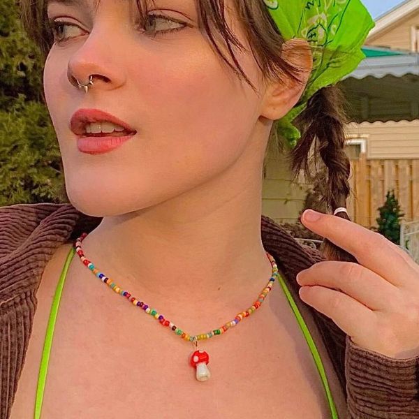 pendant necklaces handmade beaded chain mushroom necklace for women stylish short choker wholesale jewelry drop, Silver
pendant necklaces handmade beaded chain mushroom necklace for women stylish short choker wholesale jewelry drop, Silver
