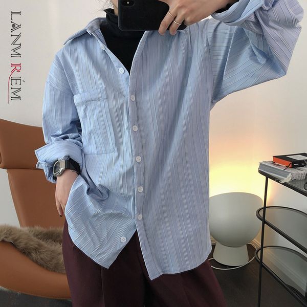 women blue big size blouse lapel long sleeve pocket loose fit shirt fashion spring and summer 2e1516 210507, White
women blue big size blouse lapel long sleeve pocket loose fit shirt fashion spring and summer 2e1516 210507, White