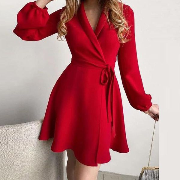 casual dresses spring and autumn women v-neck long sleeve tie waist a-line dress solid color office lady banquet vestidos, Black;gray
casual dresses spring and autumn women v-neck long sleeve tie waist a-line dress solid color office lady banquet vestidos, Black;gray