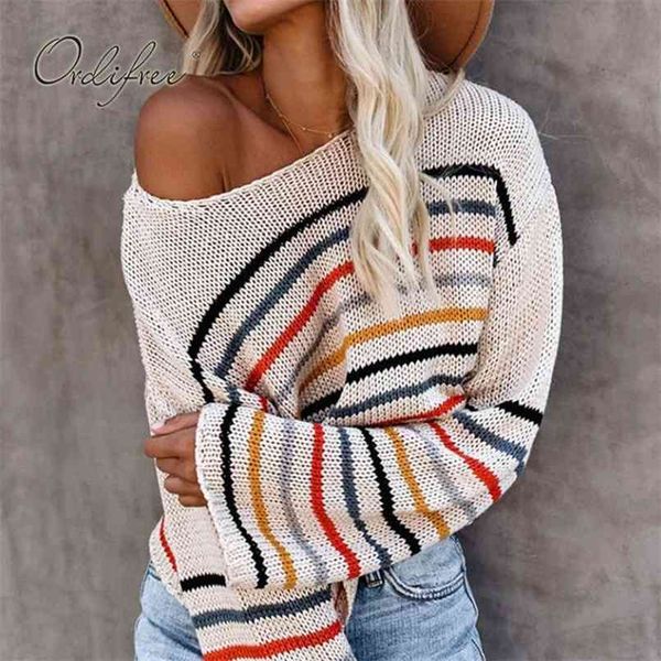 autumn women striped sweaters long sleeve fashion jumper loose knitted pullovers pull femme 210513, White;black
autumn women striped sweaters long sleeve fashion jumper loose knitted pullovers pull femme 210513, White;black