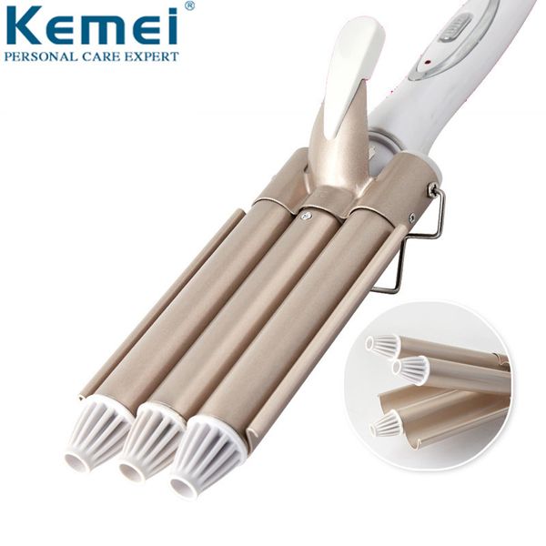 kemei professional iron ceramic triple barrel style waver styling tools 110-220v hair curler electric curling, Black
kemei professional iron ceramic triple barrel style waver styling tools 110-220v hair curler electric curling, Black