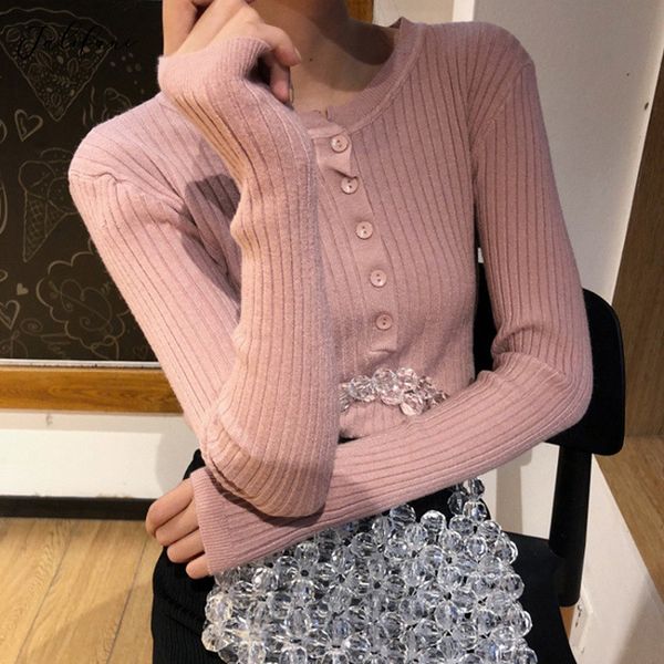 new autumn winter sweater korean fashion black crewneck button ribbed knitted pullover fall ladies jumpers knitwear 210415, White;black
new autumn winter sweater korean fashion black crewneck button ribbed knitted pullover fall ladies jumpers knitwear 210415, White;black