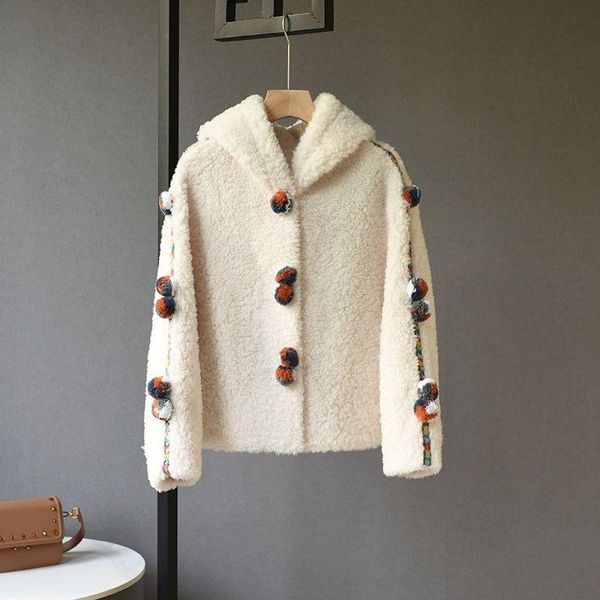 women's fur & faux women 2021 winter fashion long sleeve hooded coats female casual genuine wool ladies sheep shearing overcoats s102, Black
women's fur & faux women 2021 winter fashion long sleeve hooded coats female casual genuine wool ladies sheep shearing overcoats s102, Black