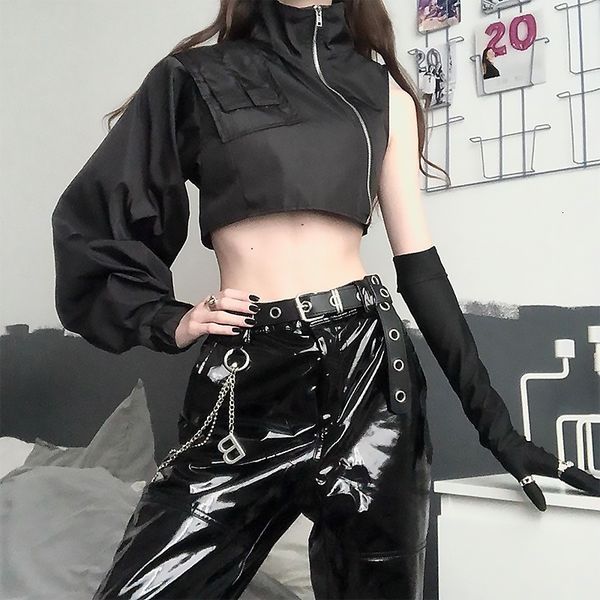 women hoodie one shoulder long sleeve cropped jacket 2021 summer fashion zip-up turtleneck sweatshirt female y2k streetwear a823, Black
women hoodie one shoulder long sleeve cropped jacket 2021 summer fashion zip-up turtleneck sweatshirt female y2k streetwear a823, Black