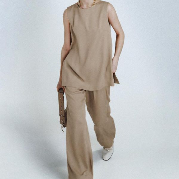 women's two piece pants deat 2021 summer fashion casual khaki round neck sleeveless vest elastic straight leisure sports suit women sl1, White
women's two piece pants deat 2021 summer fashion casual khaki round neck sleeveless vest elastic straight leisure sports suit women sl1, White