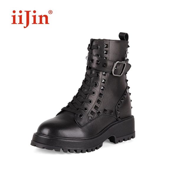 boots official rivet solid color punk inner heightening side zipper thick bottom fashion casual short tube women's, Black
boots official rivet solid color punk inner heightening side zipper thick bottom fashion casual short tube women's, Black