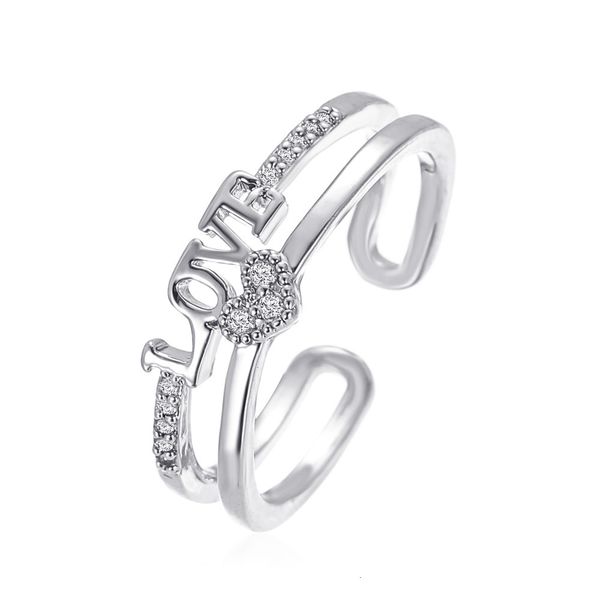 ring korean ins style double layer love diamond inlaid opening simple and generous temperament geometric index finger, Silver
ring korean ins style double layer love diamond inlaid opening simple and generous temperament geometric index finger, Silver