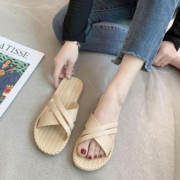 spring and summer style sandals fashion flat grass rope bottom female flip-flops slippers, Black
spring and summer style sandals fashion flat grass rope bottom female flip-flops slippers, Black