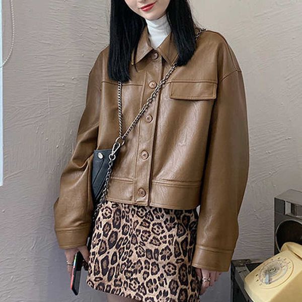 vintage y2k leather jacket women korean thin loose moto female spring faux coats large size women's clothing 210604, Black
vintage y2k leather jacket women korean thin loose moto female spring faux coats large size women's clothing 210604, Black