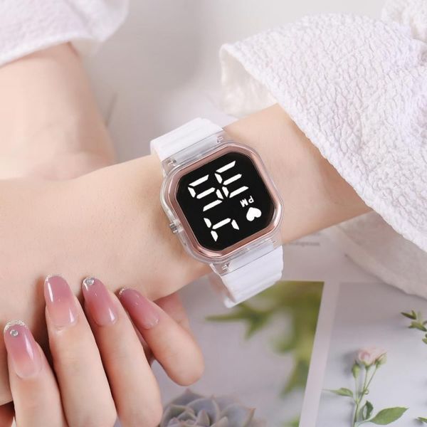 wristwatches ladies watch multicolor transparent case silicone strap simple ultra-thin double row white touch screen led electronic, Slivery;brown 
wristwatches ladies watch multicolor transparent case silicone strap simple ultra-thin double row white touch screen led electronic, Slivery;brown