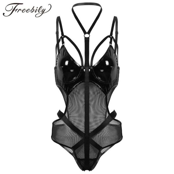 women adults one-piece patent leather see through sheer mesh patchwork lingerie halter neck cut out waist leotard bodysuit suits
women adults one-piece patent leather see through sheer mesh patchwork lingerie halter neck cut out waist leotard bodysuit suits