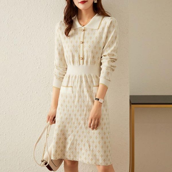 casual dresses women knit autumn 2021 retro ladies high waist golden rhomboid slim a-line mid-length elegant dress temperament vestidos, Black;gray
casual dresses women knit autumn 2021 retro ladies high waist golden rhomboid slim a-line mid-length elegant dress temperament vestidos, Black;gray