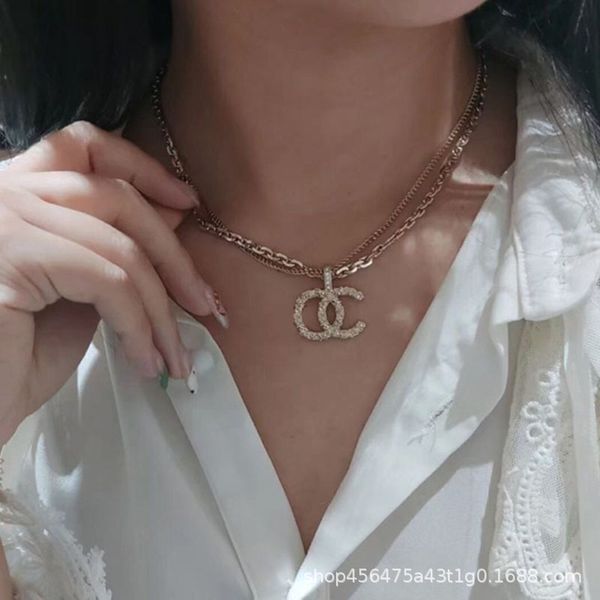 2021 spring and summer new small fragrance letter light gold double layer chain necklace female fashion celebrity style brass, Silver
2021 spring and summer new small fragrance letter light gold double layer chain necklace female fashion celebrity style brass, Silver