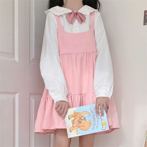 japan autumn kawaii two-piece suit cosplay loli bow rabbit ears shirt sweet soft girl sleeveless ruffles suspender dress, Black;gray
japan autumn kawaii two-piece suit cosplay loli bow rabbit ears shirt sweet soft girl sleeveless ruffles suspender dress, Black;gray