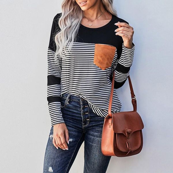 women's t-shirt women european and american explosive striped stitching contrast color long sleeves slim, White
women's t-shirt women european and american explosive striped stitching contrast color long sleeves slim, White