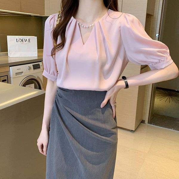 women's blouses & shirts elegant fashion workwear pink white green summer solid casual womens v-neck clothing 2021 blusas female
women's blouses & shirts elegant fashion workwear pink white green summer solid casual womens v-neck clothing 2021 blusas female
