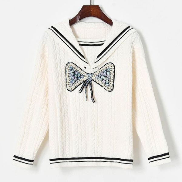 women's sweaters kawaii pullovers jumpers thick warm winter sweater women navy collar beaded bow preppy style white sueter mujer, White;black
women's sweaters kawaii pullovers jumpers thick warm winter sweater women navy collar beaded bow preppy style white sueter mujer, White;black