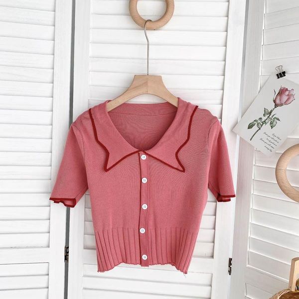 women's blouses & shirts summer fashion temperament knitted short-sleeved blouse edging lapel blusa slim short shirt kk522, White
women's blouses & shirts summer fashion temperament knitted short-sleeved blouse edging lapel blusa slim short shirt kk522, White