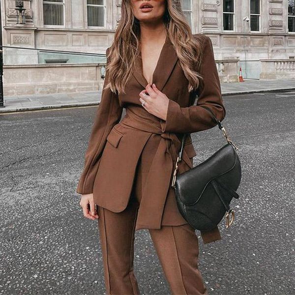 women's two piece pants winter women solid suits elegant turn down collar jacket+long sets autumn office lady fashion belt slim outfits, White
women's two piece pants winter women solid suits elegant turn down collar jacket+long sets autumn office lady fashion belt slim outfits, White