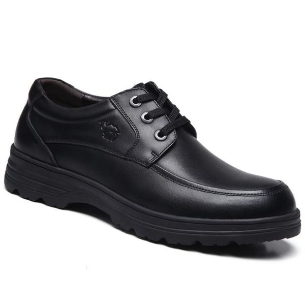 business casual leather shoes men's lace up thick soled british middle-aged dad's winter plush warm cotton, Black
business casual leather shoes men's lace up thick soled british middle-aged dad's winter plush warm cotton, Black