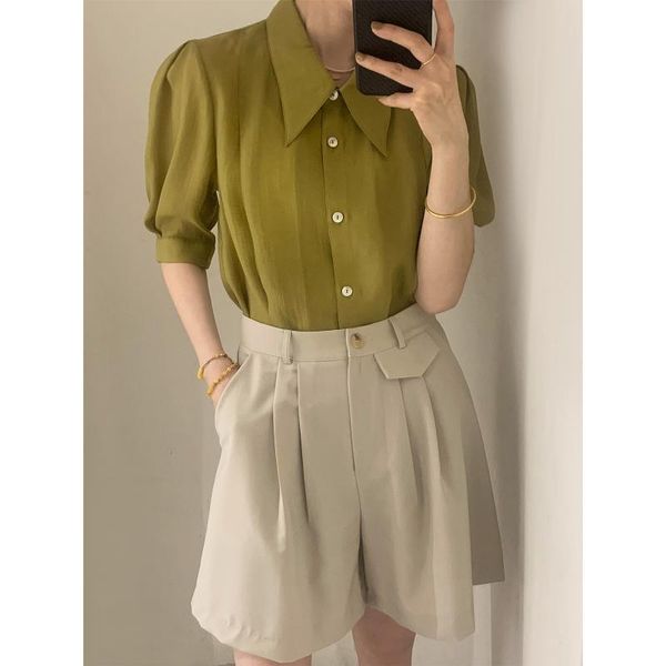 women's blouses & shirts summer style short sleeve collar loose shirt sun protection casual white mid-length korean
women's blouses & shirts summer style short sleeve collar loose shirt sun protection casual white mid-length korean