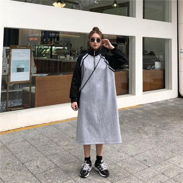 casual dresses dress women zipper long sleeve mid-calf female korean style patchwork womens trendy student loose all-match, Black;gray
casual dresses dress women zipper long sleeve mid-calf female korean style patchwork womens trendy student loose all-match, Black;gray