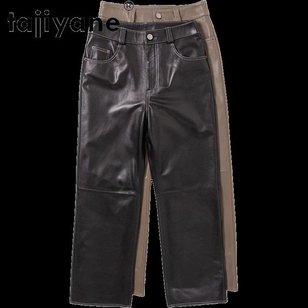 women's pants & capris 2021 women genuine leather trousers real sheepskin woman high waist femme pantalon tn853, Black;white
women's pants & capris 2021 women genuine leather trousers real sheepskin woman high waist femme pantalon tn853, Black;white