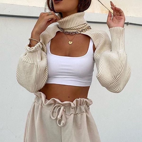 solid color high collar long puff sleeve knitwear pullover for women sweater autumn streetwear 1, White;black
solid color high collar long puff sleeve knitwear pullover for women sweater autumn streetwear 1, White;black