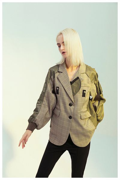 msxu fashionable chic tartan chess shreds contrast cool color blazer jacket, Black;brown
msxu fashionable chic tartan chess shreds contrast cool color blazer jacket, Black;brown