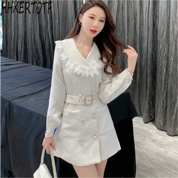 spring autumn winter fashion tweed women white long sleeve v-neck double breasted vintage elegant dress with belt 210531, Black;gray
spring autumn winter fashion tweed women white long sleeve v-neck double breasted vintage elegant dress with belt 210531, Black;gray