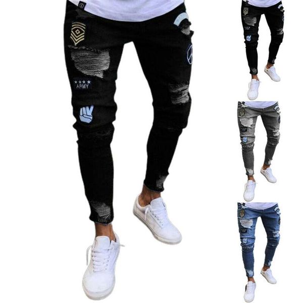 men's jeans mens casual slim fitness ripped print skinny denim pants trousers men clothing fashion for, Blue
men's jeans mens casual slim fitness ripped print skinny denim pants trousers men clothing fashion for, Blue