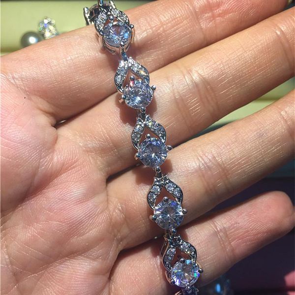 link, chain sparkling silver color crystal bracelet round cut zircon bridal wedding jewelry engagement gift women's, Black
link, chain sparkling silver color crystal bracelet round cut zircon bridal wedding jewelry engagement gift women's, Black