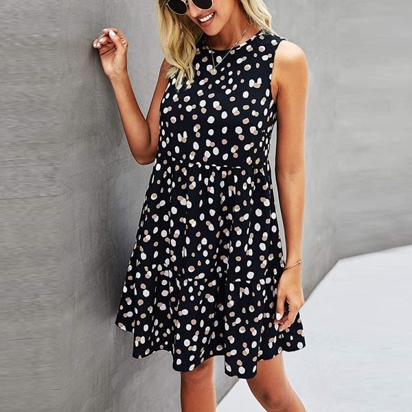 casual dresses summer boho party dress women's sleeveless dot print a line loose t shirt with pockets elegant mini vestido de mujer, Black;gray
casual dresses summer boho party dress women's sleeveless dot print a line loose t shirt with pockets elegant mini vestido de mujer, Black;gray