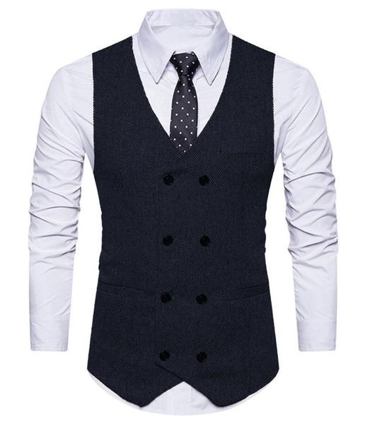 men's vests double breasted v-neck herringbone vest tweed suit slim fit man wedding, Black;white
men's vests double breasted v-neck herringbone vest tweed suit slim fit man wedding, Black;white