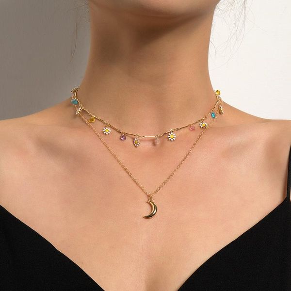 pendant necklaces fashion creative colorful crystal daisy flower moon necklace for women double layers clavicle jewelry gift, Silver
pendant necklaces fashion creative colorful crystal daisy flower moon necklace for women double layers clavicle jewelry gift, Silver