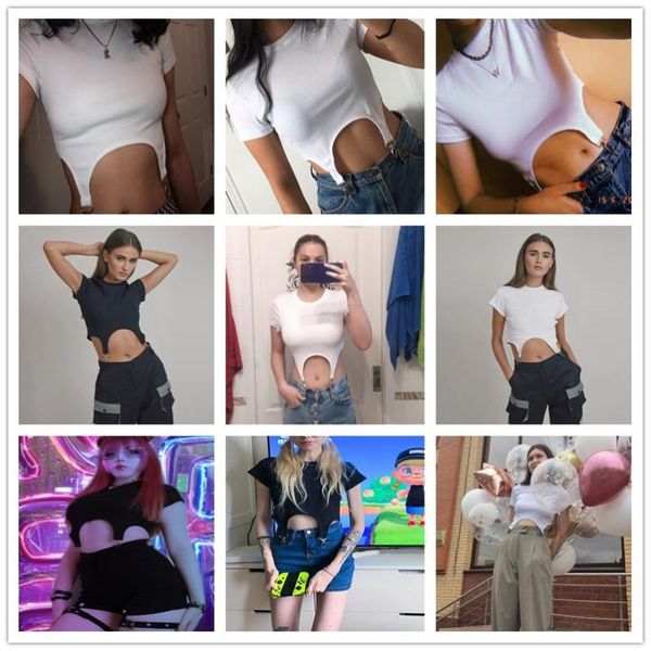 women's t-shirt summer elastic hight shirts solid black crop short sleeve skinny slim women fashion streetwear tshirt, White
women's t-shirt summer elastic hight shirts solid black crop short sleeve skinny slim women fashion streetwear tshirt, White