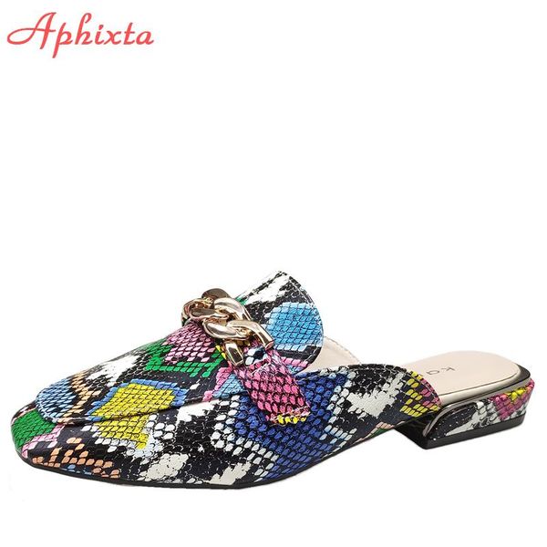slippers aphixta snake prints chain mules women slides square toe shoes classic fashion footwear plus large size 42 43, Black
slippers aphixta snake prints chain mules women slides square toe shoes classic fashion footwear plus large size 42 43, Black