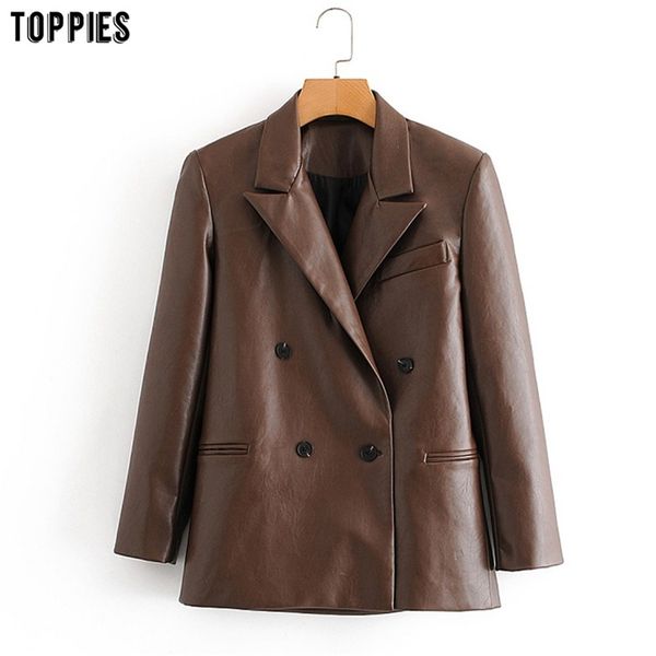 winter faux leather long blazer jacket double breasted coat ladies outwear 210421, Black
winter faux leather long blazer jacket double breasted coat ladies outwear 210421, Black