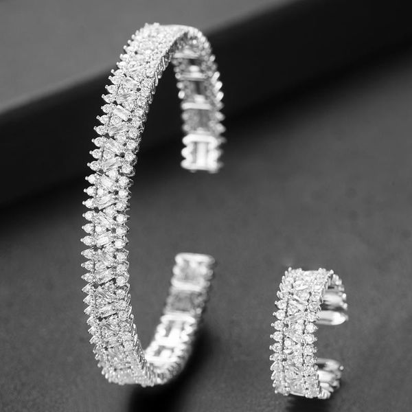 earrings & necklace siscathy 2pcs dubai bridal african wedding jewelry sets charms luxury cz zircon geometric bracelets/ring for women, Silver
earrings & necklace siscathy 2pcs dubai bridal african wedding jewelry sets charms luxury cz zircon geometric bracelets/ring for women, Silver