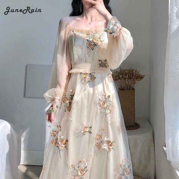 casual dresses 2021 elegant embroidery long sleeve dress women vintage puff floral party mesh high waist vestidos, Black;gray
casual dresses 2021 elegant embroidery long sleeve dress women vintage puff floral party mesh high waist vestidos, Black;gray