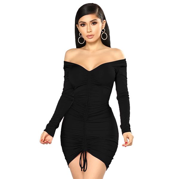 women casual pencil dresses elegant long sleeve off the shoulder ruched club bodycon mini dress, Black;gray
women casual pencil dresses elegant long sleeve off the shoulder ruched club bodycon mini dress, Black;gray