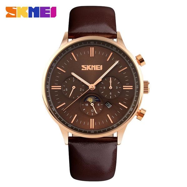 wristwatches 2021 skmei men quartz watches calendar date clock watch luxury leather strap waterproof male relogio masculino 9117, Slivery;brown 
wristwatches 2021 skmei men quartz watches calendar date clock watch luxury leather strap waterproof male relogio masculino 9117, Slivery;brown