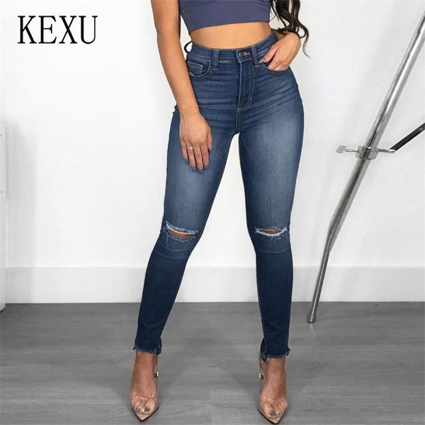 women denim jeans small hole high waist blue skinny pencil pants cut out trousers women's
women denim jeans small hole high waist blue skinny pencil pants cut out trousers women's