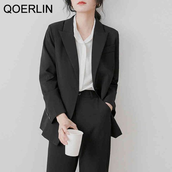 one button blazer women spring autumn casual suit jacket female korean style loose formal suit professional black suit plus size 210416, White;black
one button blazer women spring autumn casual suit jacket female korean style loose formal suit professional black suit plus size 210416, White;black